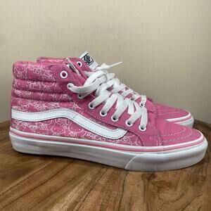Vans Hello Kitty Womens Pink White Size 7 All Over Print High Top Shoes Sneakers